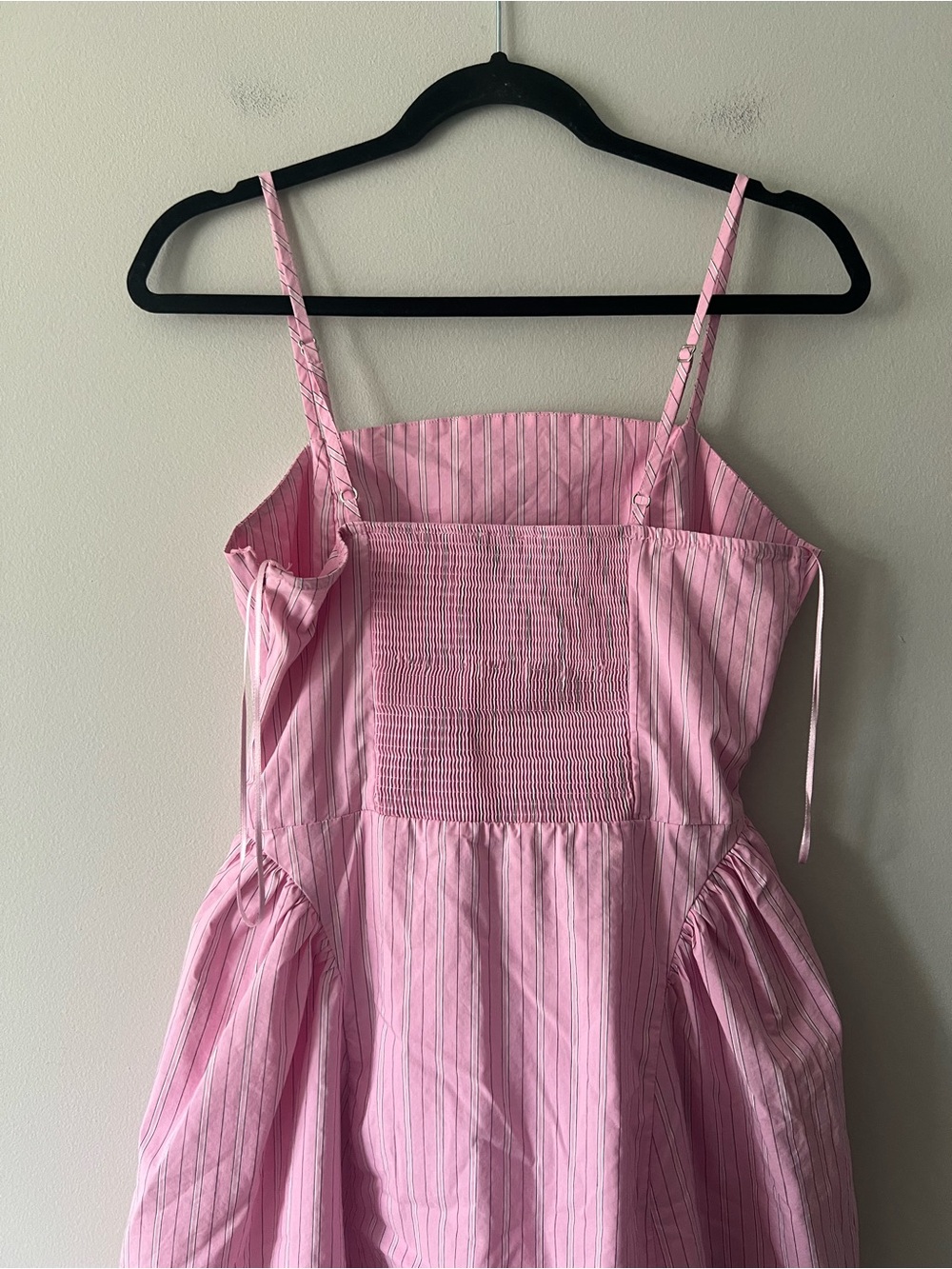 Maeve Pink Striped Fit & Flare Midi Dress Smocked Back Size M - Picture 7 of 11